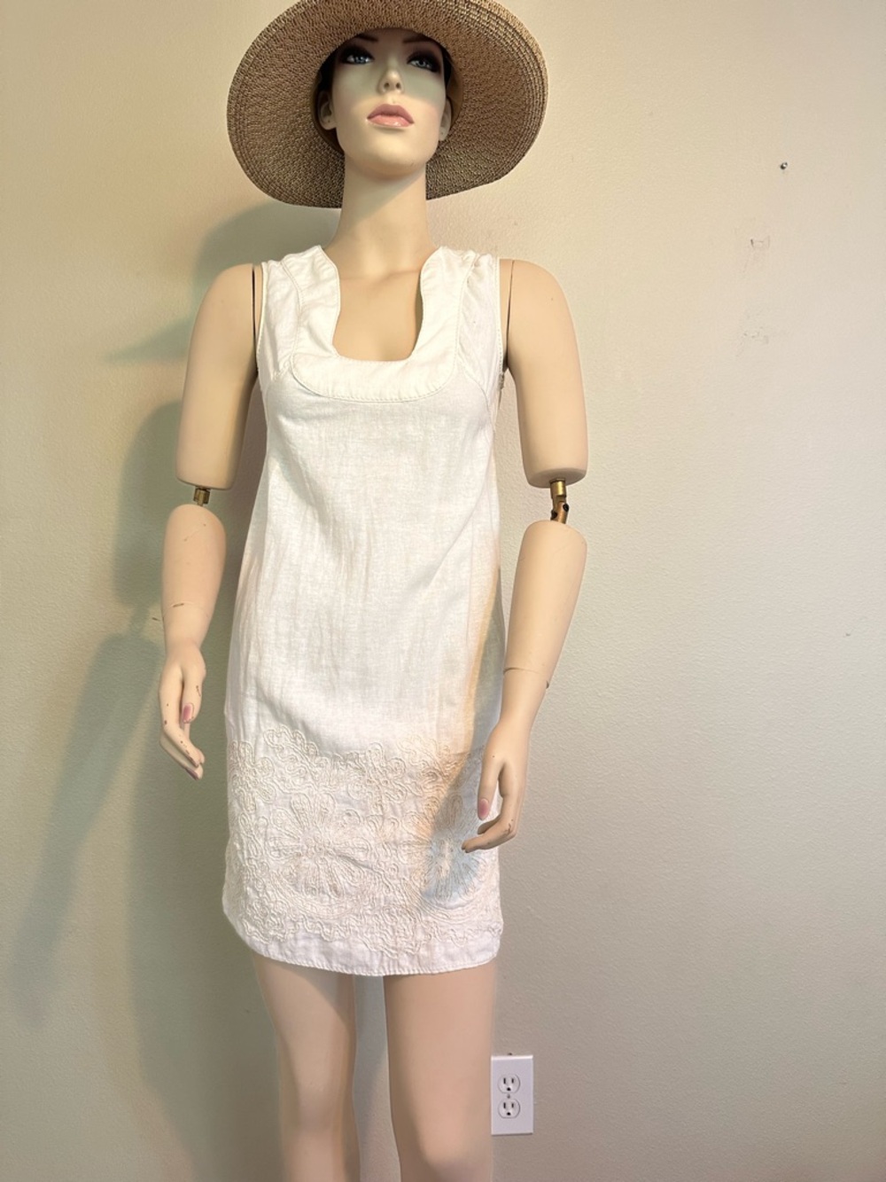 M.S.S.P. Max Studio Linen Blend Embroidered Hem Dress XS